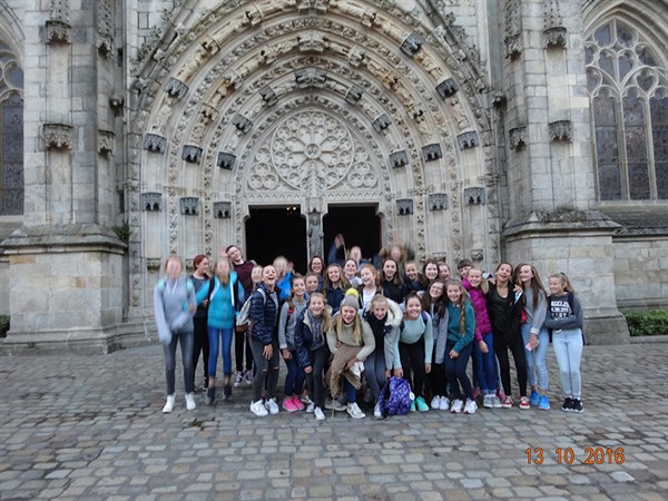 Quimper Cathedral A Few Are Jumping 